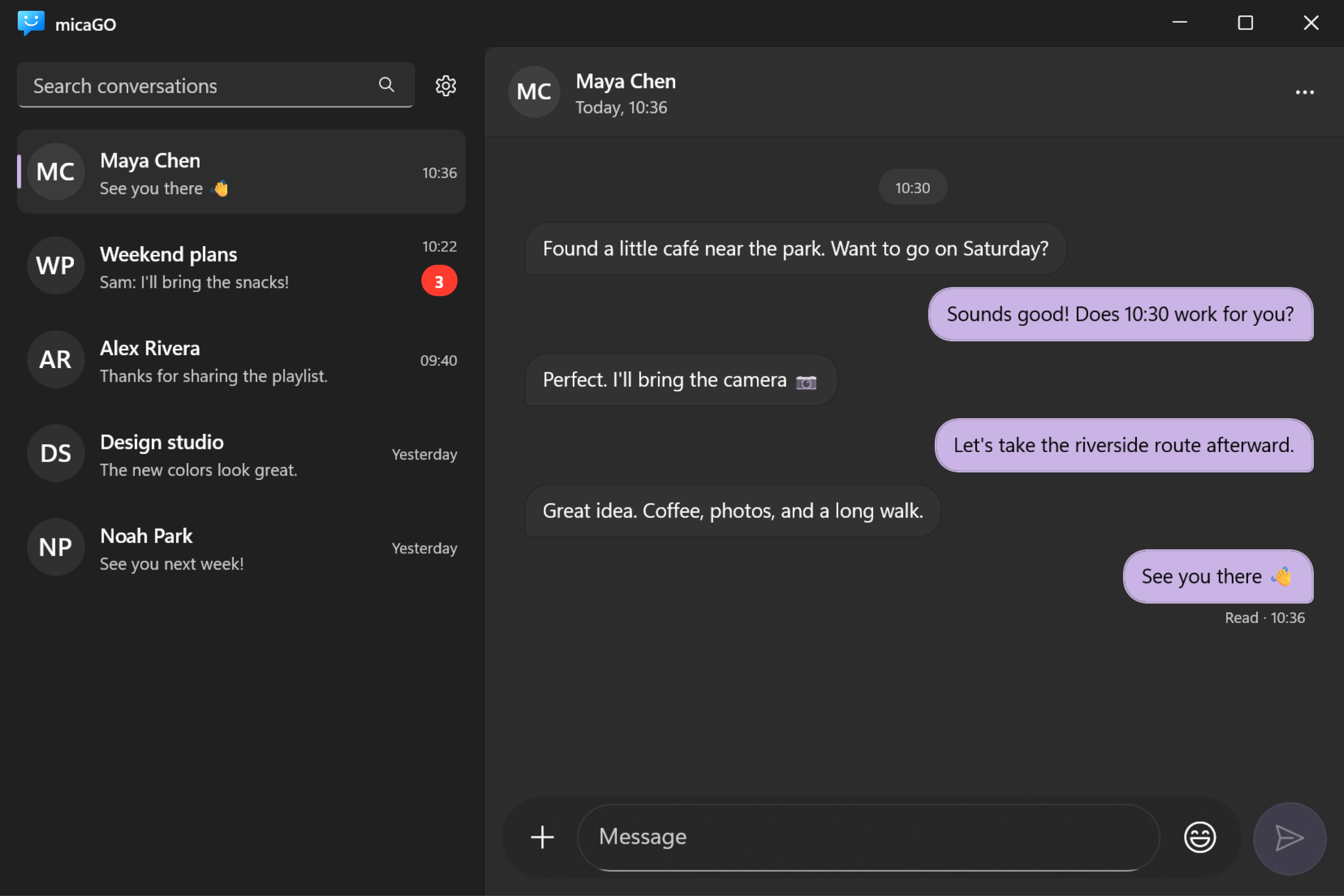 micaGO Windows dark theme