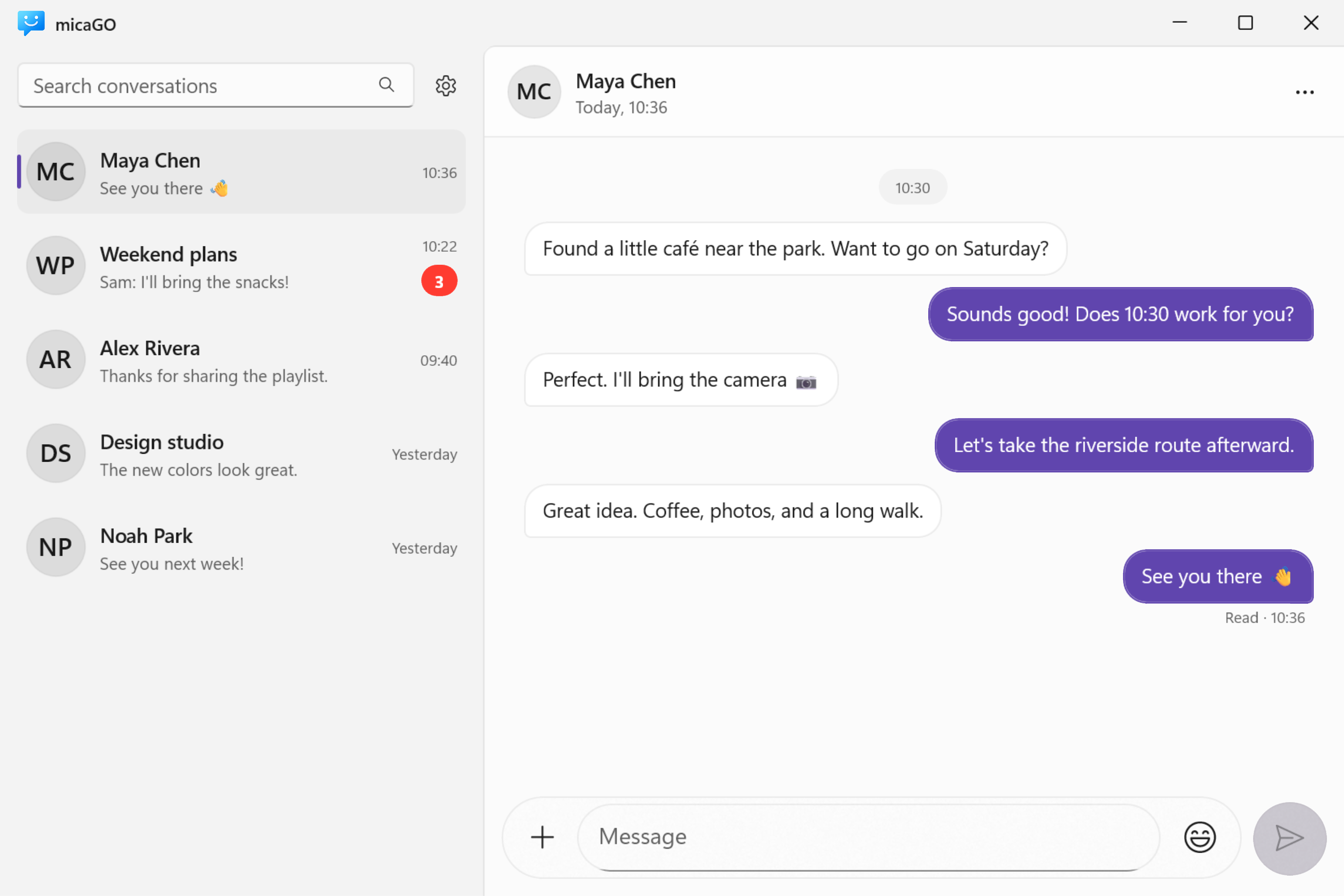 micaGO Windows conversation